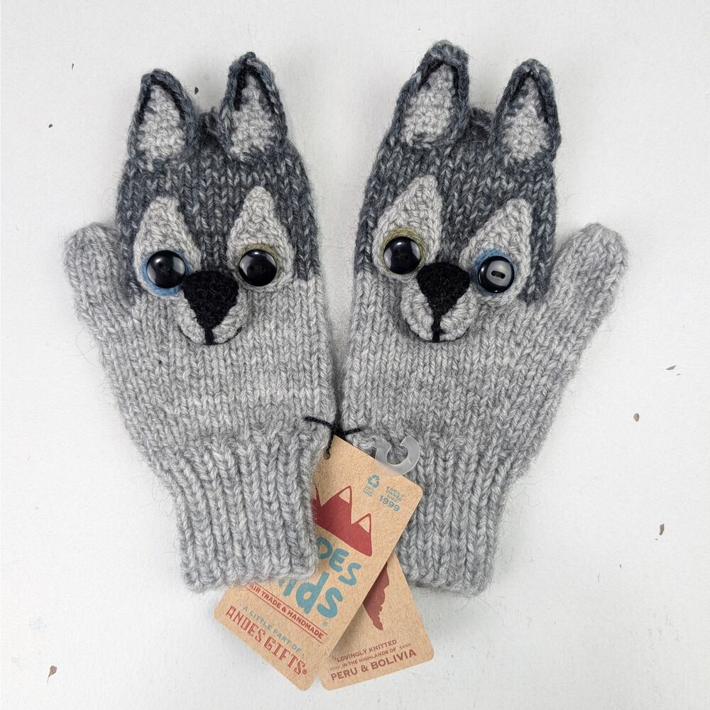 Andes Kids Handmade Wolf Mittens